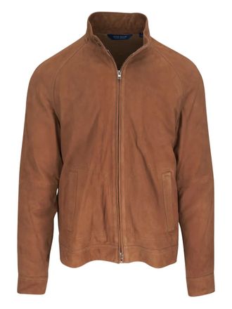 Peter Millar suede zip-up jacket - men - Lamb Suede - L - Brown