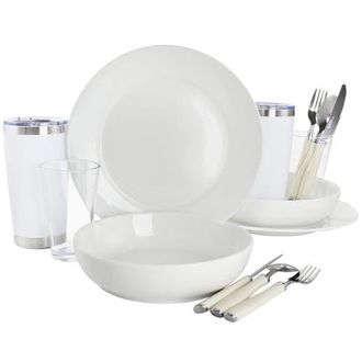 Gibson Home Nobella 14 Piece Fine Ceramic Dinnerware Set in White at Nordstrom