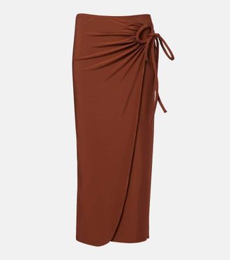 Max Mara Afoso gathered jersey wrap skirt