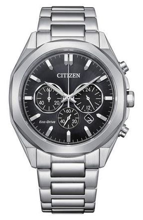 Citizen Eco-Drive Bracelet Strap Chronograph Watch, 41mm in Silver at Nordstrom Rack