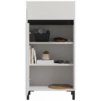 Dmora Mobile da Ingresso Pollenza, un Cassetto, 2 Ripiani, Unanta, 54.5x40x109.5h cm Bianco Crema