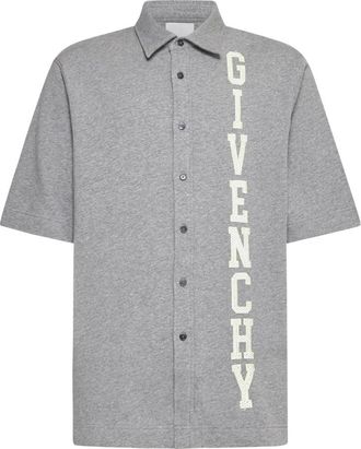 Givenchy Lichtgrijs Gem&ecirc;leerd Katoenen Jersey T-shirt met Halve Mouwen - Heren - Korte mouwen Overhemden - Grijs - XL - Katoen - Overhemden