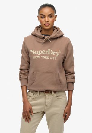 Superdry Kapuzensweatshirt SUPERDRY BRAND MARK RELAXED HOOD, Damen, Gr. M, taupe grau, Sweatware, Obermaterial: 100% Baumwolle, bedruckt, oversize, Rundhals, R