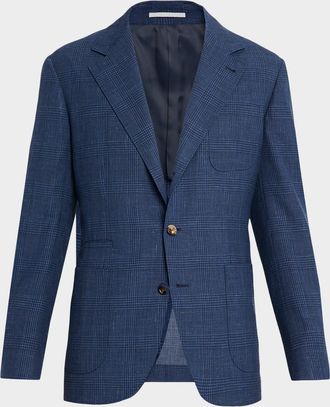 Brunello Cucinelli Mens Glen Plaid Single-Breasted Suit Jacket
