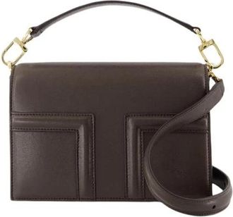 Toteme Bruine leren T-Flap tas met afneembare band - Dames - Handtassen - Bruin - ONE Size - Leer - Tassen