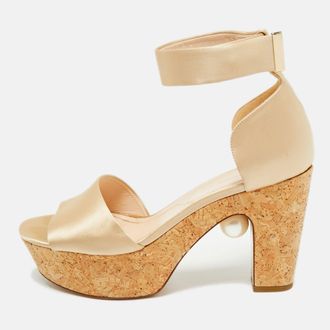 Nicholas Kirkwood Beige Satin Platform Sandals
