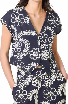 Traffic People Gatsby Embroidered Top In Blue