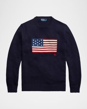 Polo Ralph Lauren Men & apos;s The Iconic Flag Cotton Crewneck Sweater