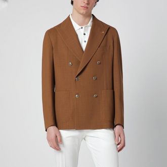 Tagliatore Caramel double-breasted wool jacket