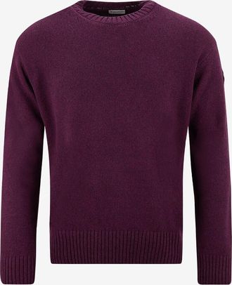 Moncler Rundhalspullover aus Wolle und Kaschmir mit Lederpatch