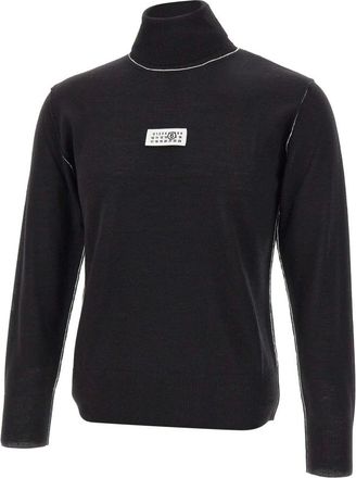 Maison Margiela Truien & Vesten, Heren, Zwart, M, Wol, Turtleneck met contrasterende stiksels
