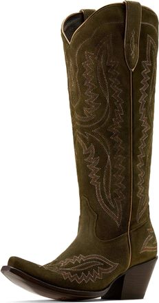 Ariat Womens Casanova X Toe Western Boots in Soft Olive Suede Leather, B Medium Width, Size 7.5, by Ariat