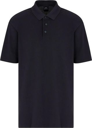 A|X Armani Exchange Polo in cotone con ricamo logo - Blu