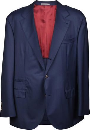 Brunello Cucinelli Navy Virgin Wool Three-Button Blazer, Brand Size 62 (US Size 52)
