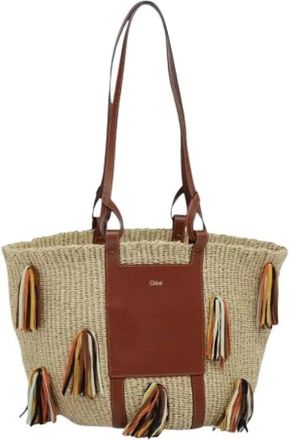 Chlo&eacute; Pre-owned Tote Bags, female, Beige, Size: ONE SIZE Pre-owned Canvas Shoulder Bag