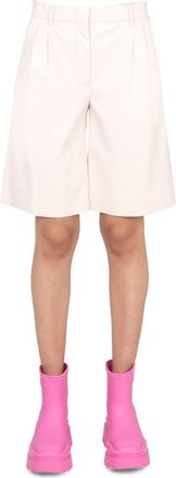 Msgm Faux Leather Bermuda Shorts - Ivory