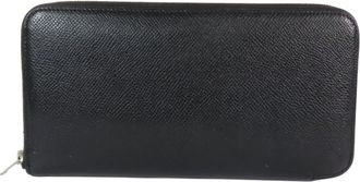 Herm&egrave;s Black Leather Long Wallet (Bi-Fold) (Pre-Owned)