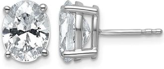 Diamond2Deal 14k White Gold 3 ctw Lab Grown Diamond Oval Stud Earrings