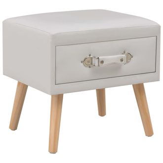vidaXL Mesita De Noche Blanco 40x35x40 Cm Cuero Sint&eacute;tico Vidaxl
