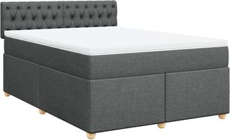 vidaXL Cama Box Spring Con Colch&oacute;n Tela Gris Oscuro 140x190 Cm Vidaxl