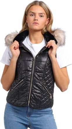 SS7 Womens Faux Fur Gilet Bodywarmer Jacket Black