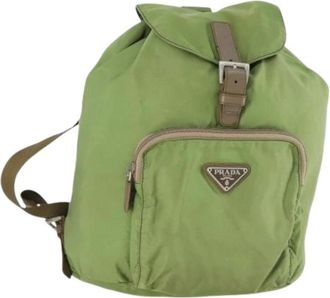 Prada Pre-owned Backpacks, female, Green, Size: ONE SIZE Pre-owned Vintage Nylon Backpack
