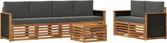 vidaXL Conjunto De Sof&aacute;s De Exterior 7 Uds. Natural Y Antracita Vidaxl