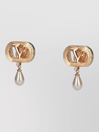 Valentino Garavani drop earrings gold tone pearl detail