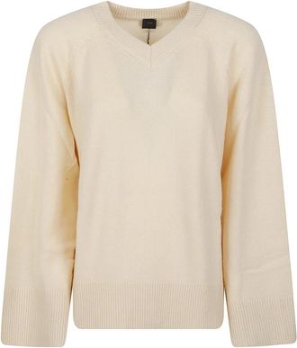Pinko Valencia V Neck Sweater - Dames - V-hals truien - Beige - XS - Truien & Vesten