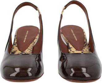Dries Van Noten Snakeskin Slingback Kitten Heel Pumps