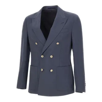 Eleventy Blazers, male, Blue, Size: XL Double-Breasted Blazer