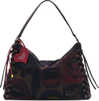 Desigual Lip Print Lace-Up Shoulder Bag in Multi at Nordstrom