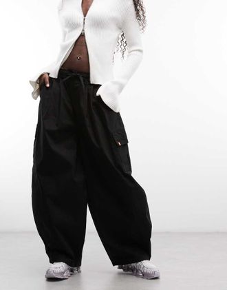 Collusion pantaloni cargo baggy neri con tasche utility-Nero
