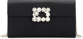 Roger Vivier Bloem Gesp Envelop Tas - Dames - Clutches - Zwart - ONE Size - Tassen