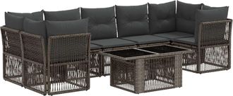 vidaXL Conjunto De Sof&aacute;s De Jard&iacute;n 8 Uds. Gris Rat&aacute;n Sint&eacute;tico Vidaxl