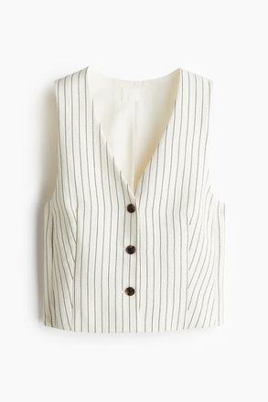 H&M Short Waistcoat in Cream/striped at Nordstrom, Size Xx-Large