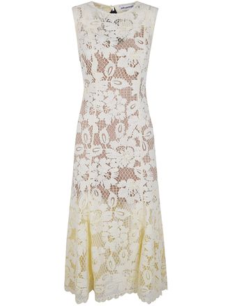 Self Portrait Yellow Crochet Lace Midi Dress