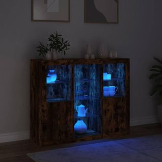 Berkfield Home Sideboards with LED Lights 3 pcs Smoked Oak Engineered Wood in Brown