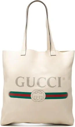 Gucci Ivory White Leather Shoulder Bag Tote Bag (Pre-Owned)