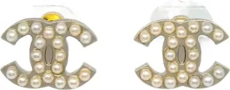 Chanel 2005s oorbellen met CC-logo en imitatieparel - Zilver