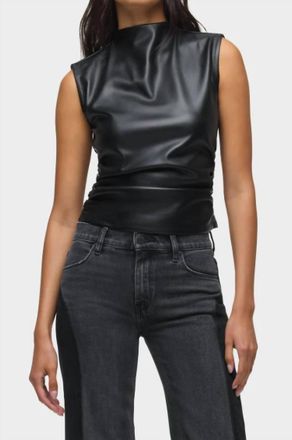 Hudson Vegan Leather Sleeveless Top In Black