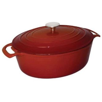 Vogue casseruola Creuset ovale rossa di grandi dimensioni 125 x 230 x 305 mm, 6 litri, in ghisa