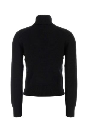 Ami Womens Black Wool Sweater Noirrouge Exterior: Merino Maglieria