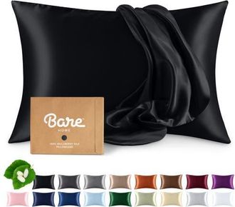 Bare Home 19 Momme 100% Mulberry Silk Pillowcase in Black at Nordstrom, Size Standard