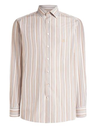 Etro striped Pegaso-embroidered shirt - Neutrals
