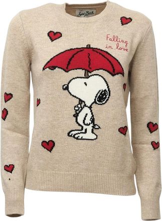 MC2 Saint Barth New Queen Sweater - Dames - Ronde hals truien - Beige - M - Wol - Truien & Vesten