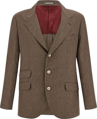Brunello Cucinelli Brown Linen Mens Blazer