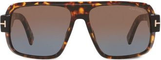 Tom Ford Eyewear pilot-frame glasses - unisex - Acetate - 58 - Brown