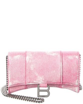 Balenciaga Hourglass Leather Wallet On Chain