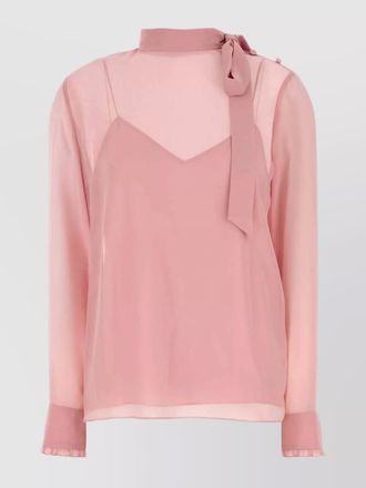 Gucci crepe blouse with bow detail and layered design